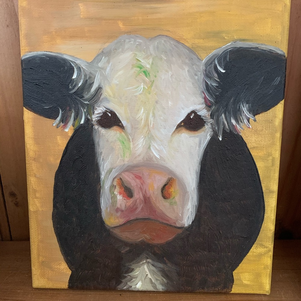 “Mr. Sweet Eyes” Original Cow Portrait in Oil